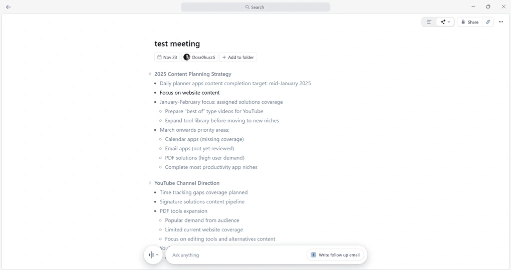 granola ai notes