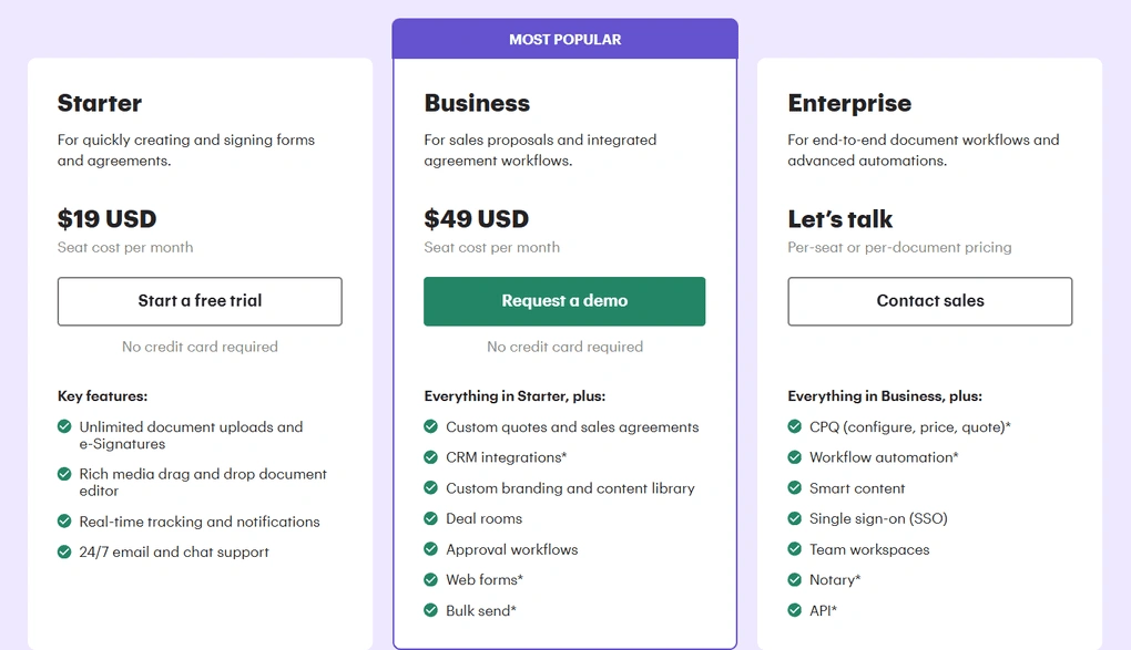 pandadoc pricing