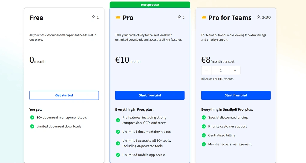 smallpdf pricing