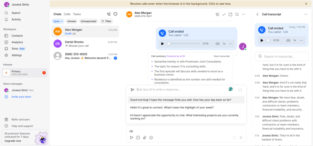 AI call summaries, transcripts, and recordings (1)