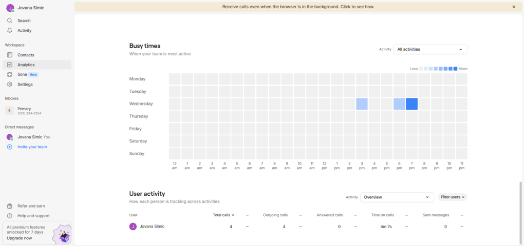 Analytics feature