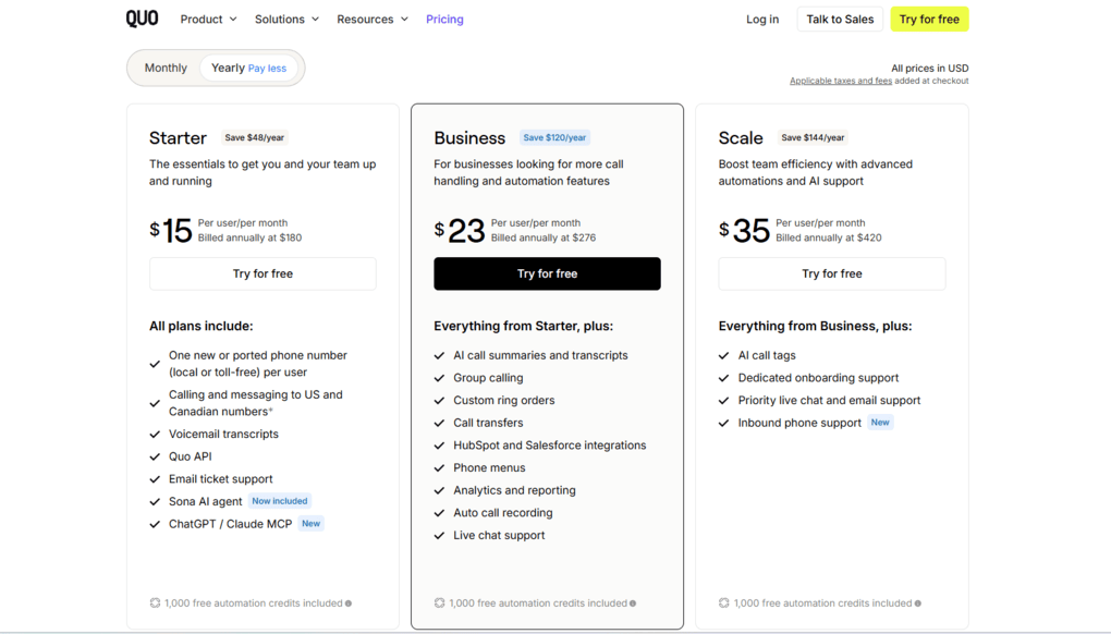 pricing plans